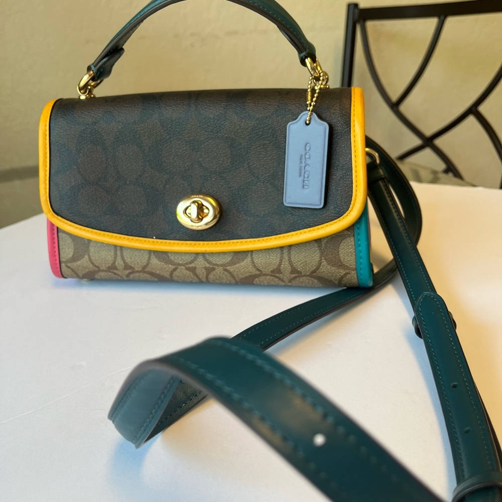 Coach Signature Colorblock Small Top Handle Bag in Multicolor. - Picture 12 of 14